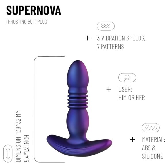 Hueman Supernova - stotende anaal vibrator - siliconen - paars
