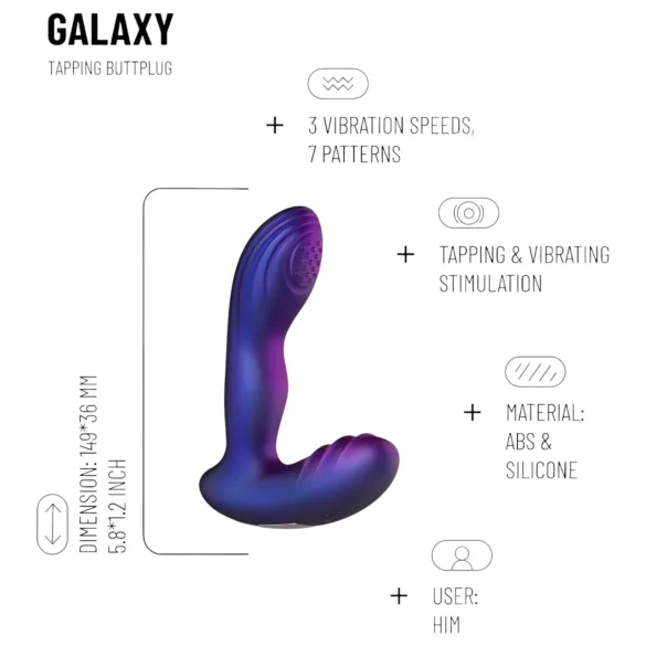 Hueman Galaxy - pulserende anaal vibrator (paars)