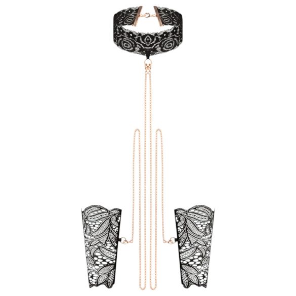 Rosy Gold - halsband en polsboeien set - zwart