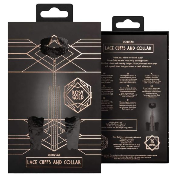 Rosy Gold - halsband en polsboeien set - zwart