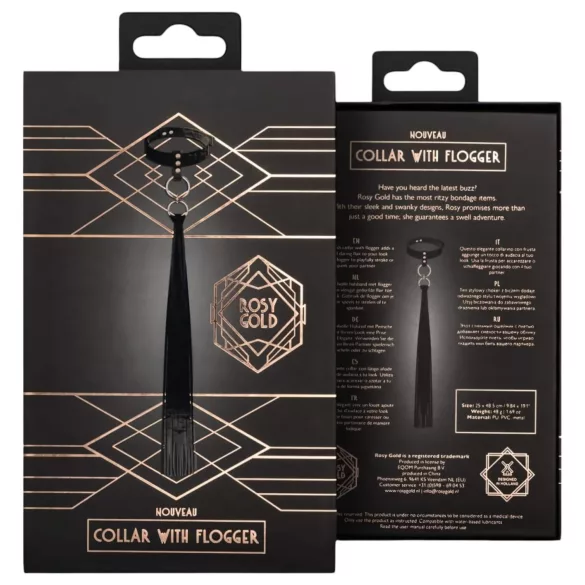 Rosy Gold - halsband en zweep - zwart