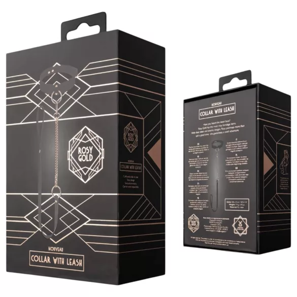 Rosy Gold - halsband en leash - verstelbaar - zwart/roségoud