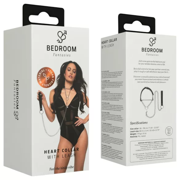 Bedroom Fantasies - halsband met riem (zwart)