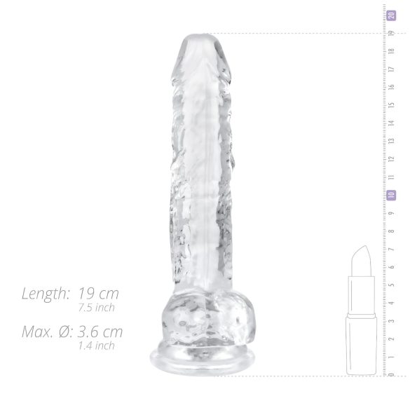 EasyToys - dildo met ballen - transparant - 17cm