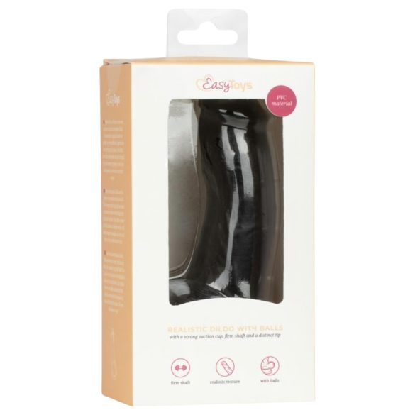 Easytoys - realistische dildo met ballen - 12 cm - zwart