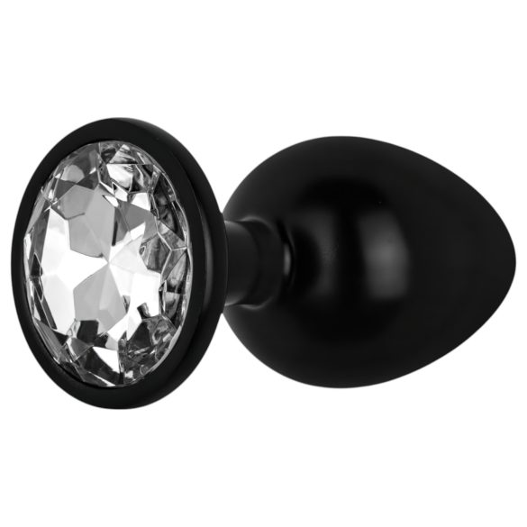 /Easytoys Anale Collectie - metalen buttplug met steen - M (zwart)