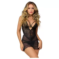 Zôf Eve - doorschijnende kanten babydoll met string (zwart)