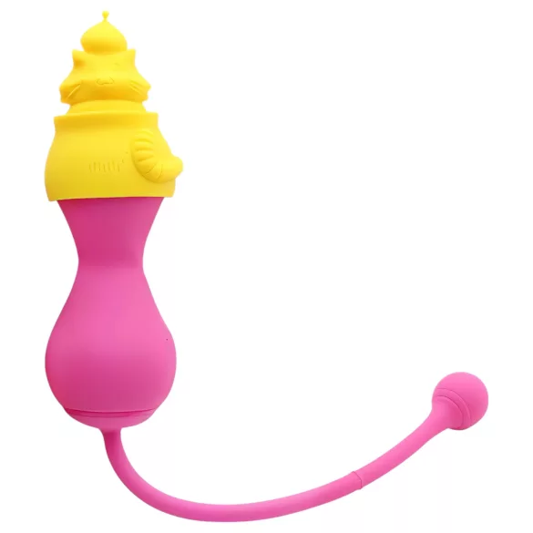 Magic Motion Elizabeth - vibro-ei met siliconen kattenhoes - geel