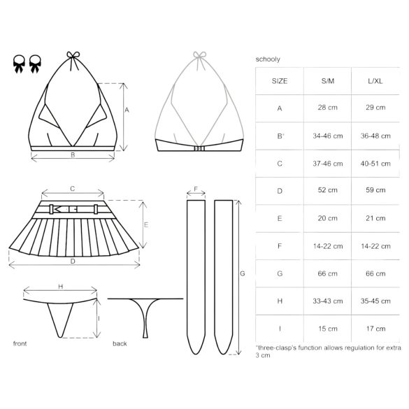 Obsessive Schooly - sexy schoolgirl kostuum set - 6-delig - verkleedkleding