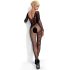 Obsessive F210 - lingerie catsuit - rozenmotief - zwart - S-L
