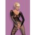 Obsessive F210 - lingerie catsuit - rozenmotief - zwart - S-L