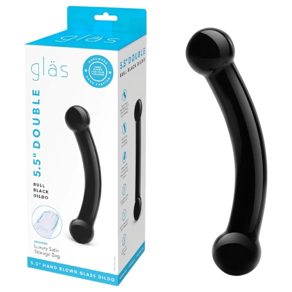 / GLAS - glazen dubbele dildo (zwart)