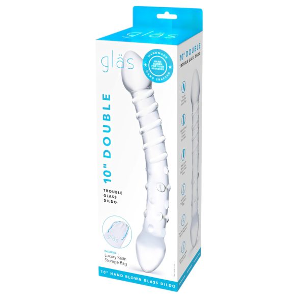 GLAS - dubbele glazen dildo (transparant)