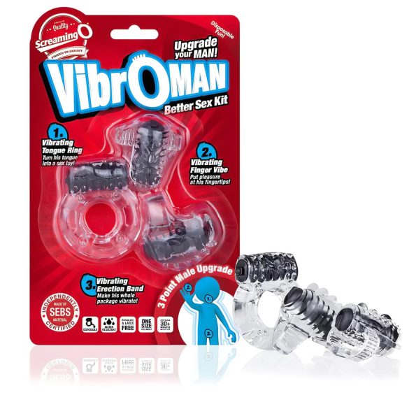 Screaming Vibroman - vibrerende penoring set (zwart)