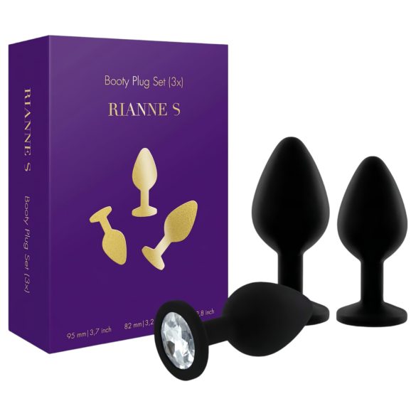 Rianne - 3-delige siliconen anaal plug set (zwart)