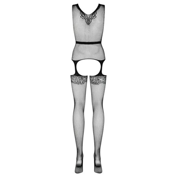 Obsessive - lingerie set - satijnen strik, netstof met patroon - zwart (S-L)