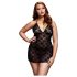 BACI Plus Size - halter, kanten babydoll - zwart (XL-XXL)