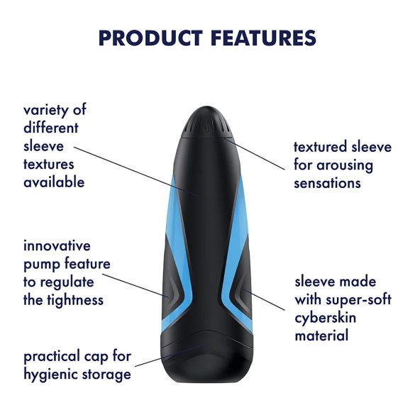 Satisfyer Men One - automatische masturbator - zuigfunctie - blauw/zwart