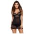 Obsessive Alluria - kanten nachthemd en string (zwart) - L/XL