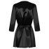 Obsessive Satinia Robe - satijnen gewaad set (zwart)