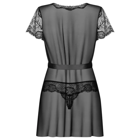 Obsessive - kanten kimono met string - zwart