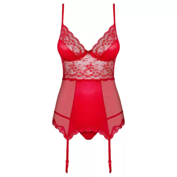 Obsessive Lovica - kanten jarreteltop en string (rood)