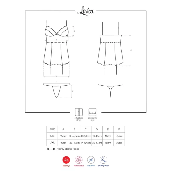 Obsessive Lovica - kanten jarreteltop en string (rood)