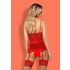 Obsessive Lovica - Kantelkorset met Kanten Jarretels en String (Rood) - L/XL