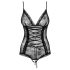 Obsessive Slevika - verleidelijke open kanten body (zwart) - L/XL