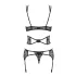 Obsessive Frivolla - pikant kanten lingerie set (zwart) - L/XL