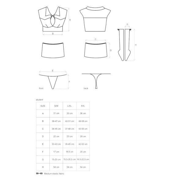 Obsessive Student - sexy schoolgirl kostuum set - 5-delig