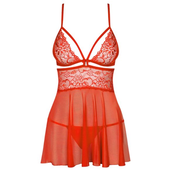 Obsessive 838-BAB-3 - pikante kanten babydoll en string (rood) - L/XL