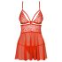 Obsessive 838-BAB-3 - pikante kanten babydoll en string (rood) - XXL