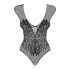 Obsessive B112 - engelachtig net bodysuite met open design (zwart)