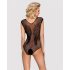 Obsessive B112 - engelachtig net bodysuite met open design (zwart) - XL/XXL