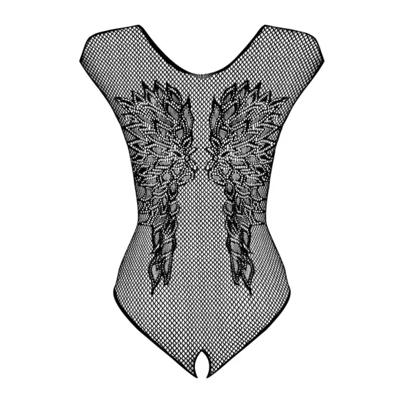 Obsessive B112 - open bodystocking met engelenvleugels - zwart - XL/XXL
