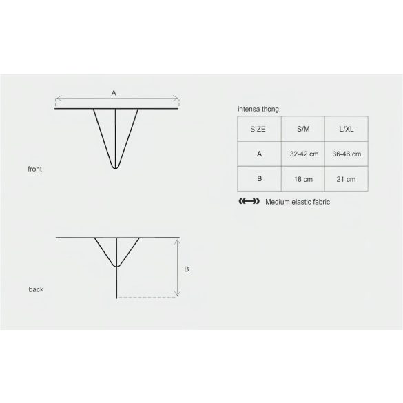 Obsessive Intensa - dames string - kanten bandjes - zwart - L/XL
