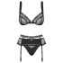 Obsessive Heartina - lingerie set - zwart - L/XL