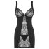 Obsessive Heartina - babydoll en string - kant - zwart - L/XL