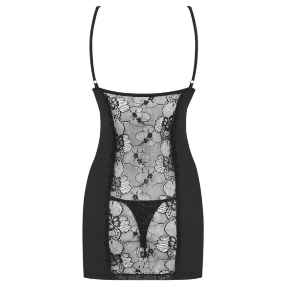 Obsessive Heartina - babydoll en string - kant - zwart - L/XL