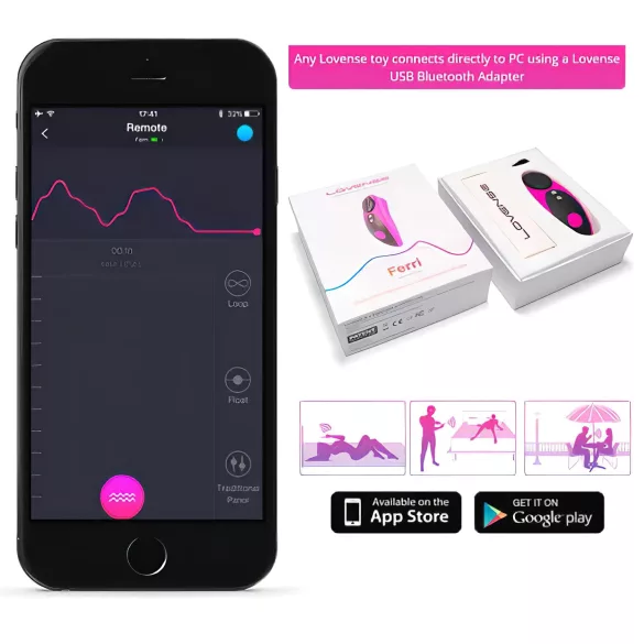Lovense Ferri - draagbare app-gestuurde clitoristril (zwart-roze)