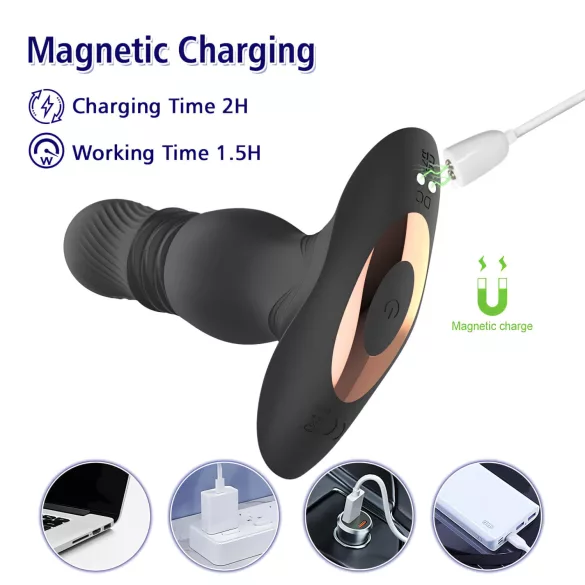 Aixiasia Roy - anale vibrator met stootfunctie - oplaadbaar - zwart