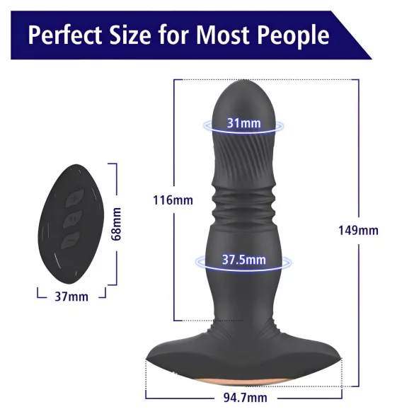 Aixiasia Roy - anale vibrator met stootfunctie - oplaadbaar - zwart