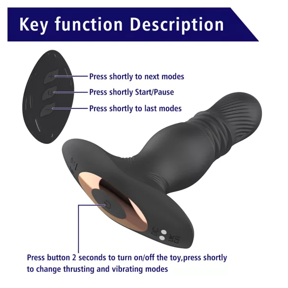 Aixiasia Roy - anale vibrator met stootfunctie - oplaadbaar - zwart