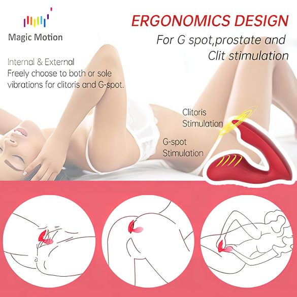 Magic Motion Umi - draagbare vibrerende strap-on - oplaadbaar - rood