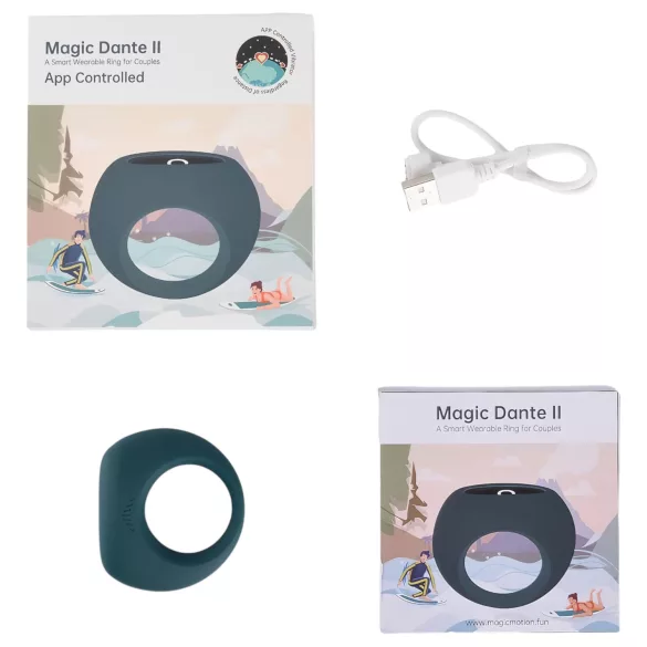 Magic Motion Dante II - App-gestuurde vibrerende penisring voor mannen (blauw)