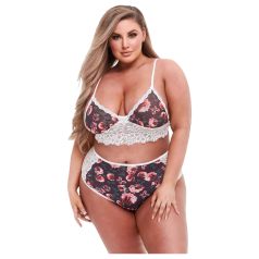 Baci Plus Size - Bloemige, kanten beha set