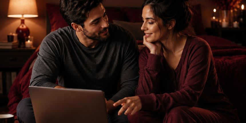 Stel je een koppel voor dat gezellig in een warme slaapkamer open praat over hoe je aangeeft wat je wilt in bed, lovesexshop.be sex shop