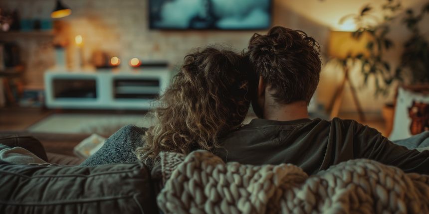 Koppel kijkt samen naar een erotische film - lovesexshop.be sex shop