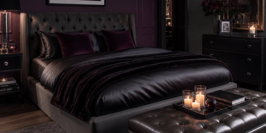 Sfeervolle sexkamer thuis met warme verlichting en intieme setting — Lovesexshop.be